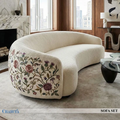 Rosalind Embroidered Boucle Sofa | Charuta