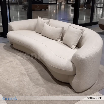 Classic Curved Cream Sofa | Charuta BD